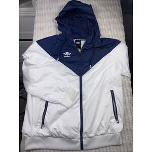 Umbro Jacket Mens Large USA Flag Hood Windbreaker Rain Pockets Mesh Lined NWOT‎